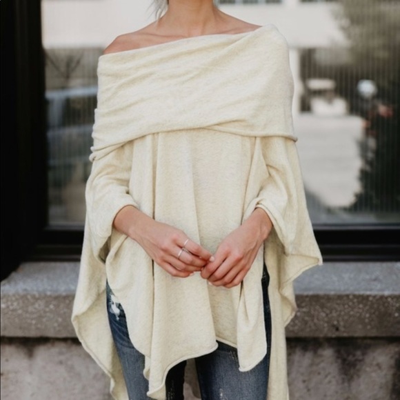 Asymmetric Off Shoulder Sweater /Topper Cape Scarf - Picture 3 of 8
